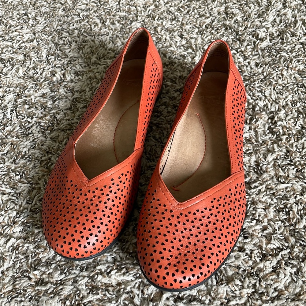 Dansko perforated leather flats with round toe